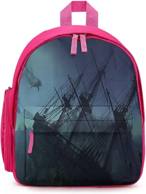 Undersea Shipwreck Simple Backpack Lightweight Cute Printing Shoulder Bag Family Travel Pink-style