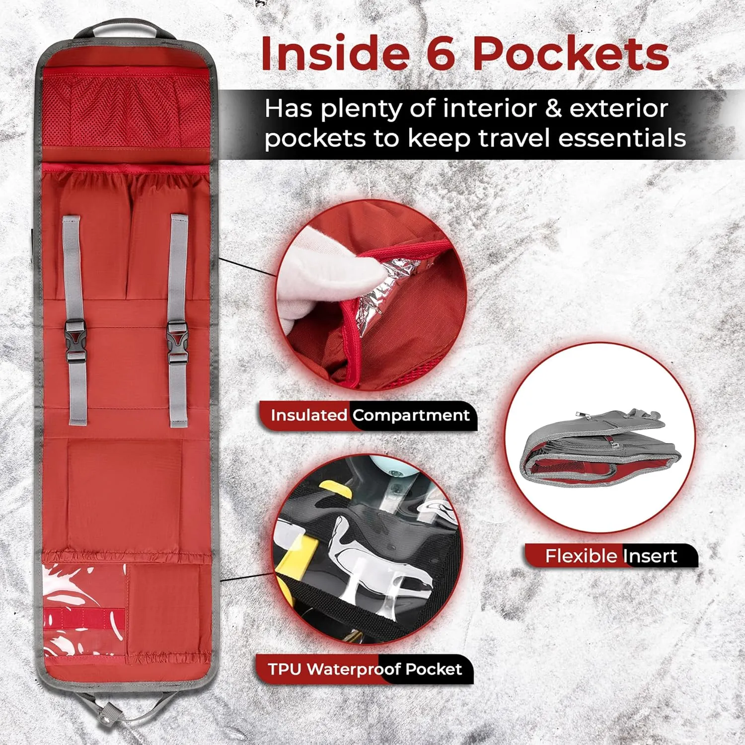 Unisex Foldable Vertical Backpack Organizer Insert for Tote Bag, Carry On, Picnic, Camping - 10 Pockets & Handle