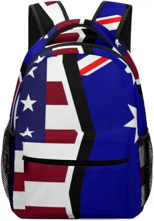 United States and Australia Flag Travel Backpack Lightweight Shoulder Bag Daypack for Work Office