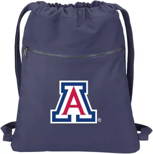University of Arizona Drawstring Backpack 100% COTTON Arizona Wildcats Cinch Bag (Navy)