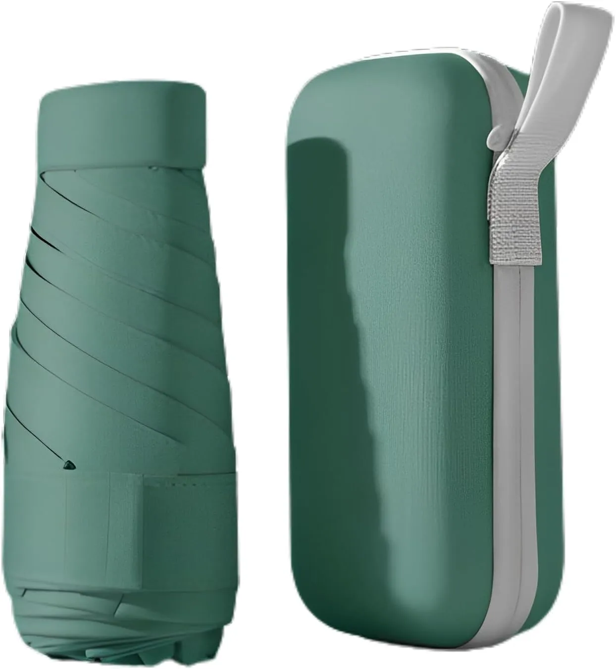 UPF50  Mini Travel Umbrella 15cm – Windproof Compact Parasol with Zippered Case (225g for Hiking/Pocket), UV Protection & Multi-Functional Key Holder