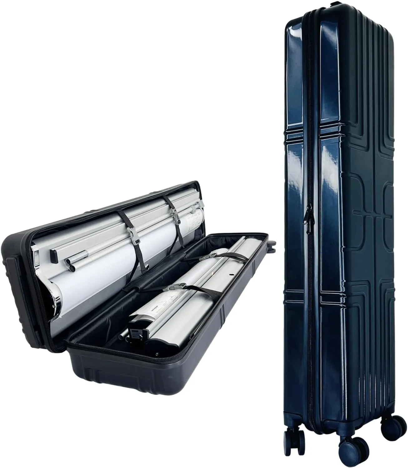 Upgraded 39" Hard Travel Case with 4 Spinner Wheels and Handles for Roll Up Banner Stand or Backdrop Booth Frame - Interior Dimensions: 39"L x 10" W x 8"