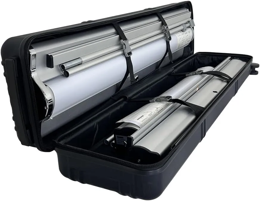 Upgraded 39" Hard Travel Case with 4 Spinner Wheels and Handles for Roll Up Banner Stand or Backdrop Booth Frame - Interior Dimensions: 39"L x 10" W x 8"