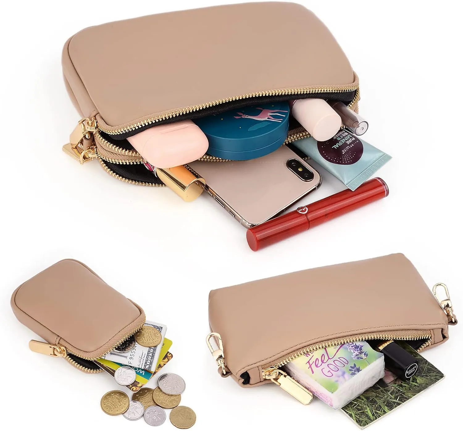 UTO Small Crossbody Bags for Women 3 in 1 Trendy Belt Purse Fashion Designer Mini Cute Sling Fanny Chest Pack