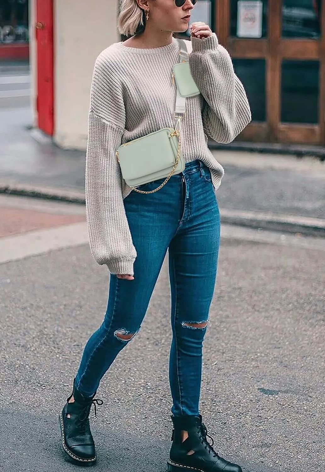 UTO Small Crossbody Bags for Women 3 in 1 Trendy Belt Purse Fashion Designer Mini Cute Sling Fanny Chest Pack