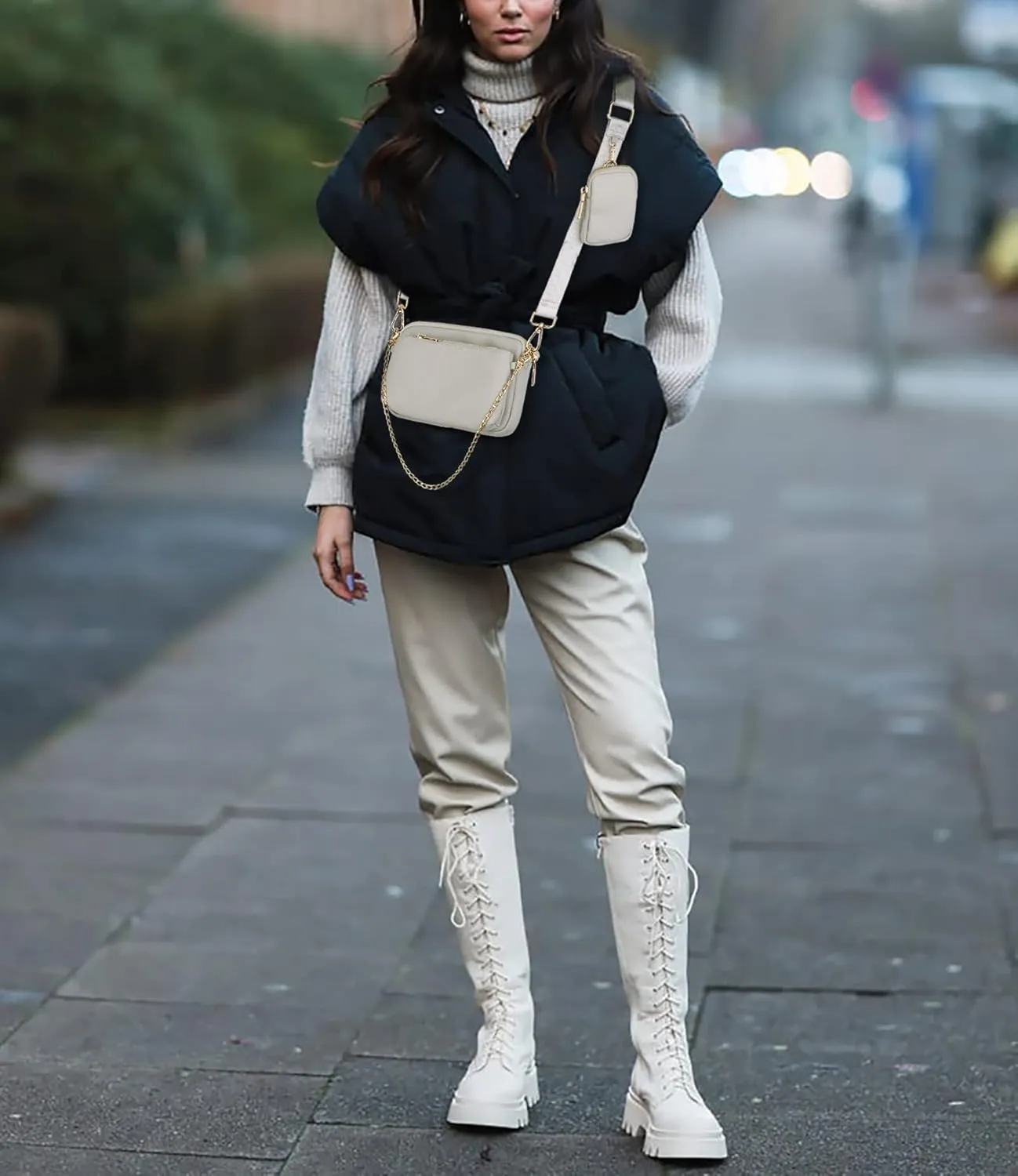 UTO Small Crossbody Bags for Women 3 in 1 Trendy Belt Purse Fashion Designer Mini Cute Sling Fanny Chest Pack