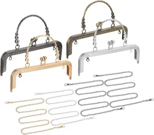 uxcell 8 Pcs Metal Purse Frames Set - 8.07" Kiss Lock Clasp Frame Embossed Clutch Frame with Handle for Coin Purse Making DIY Craft, Mixed Color