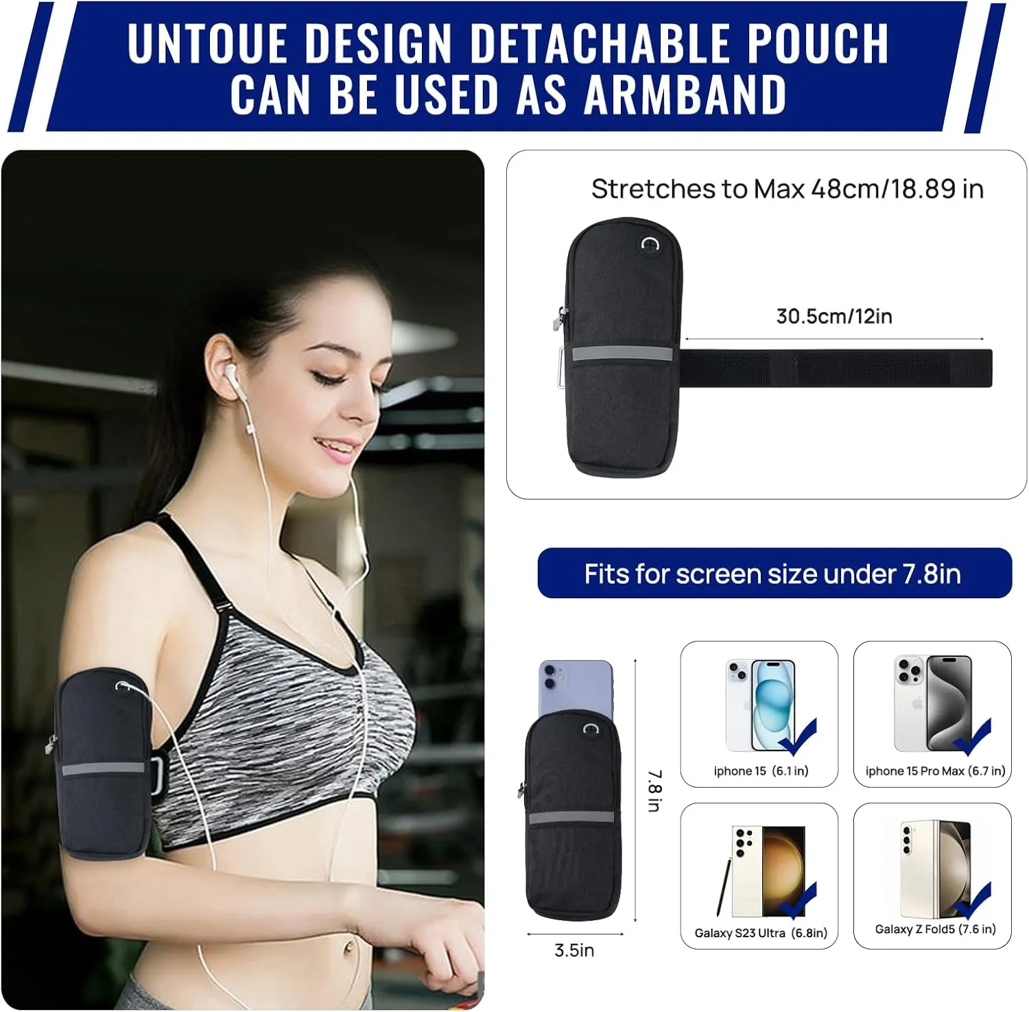 VADOO Sling Backpack with RFID Blocking and Phone Holder on Strap for Men Women Crossbody Chest Bag for Travel Hiking