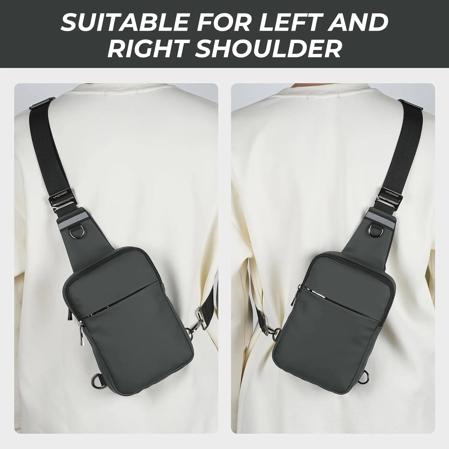 VADOO Sling Bag, Small Crossbody Bag with RFID Blocking for Women and Men, Lightweight Chest Phone Mini Bag for Travel Casual