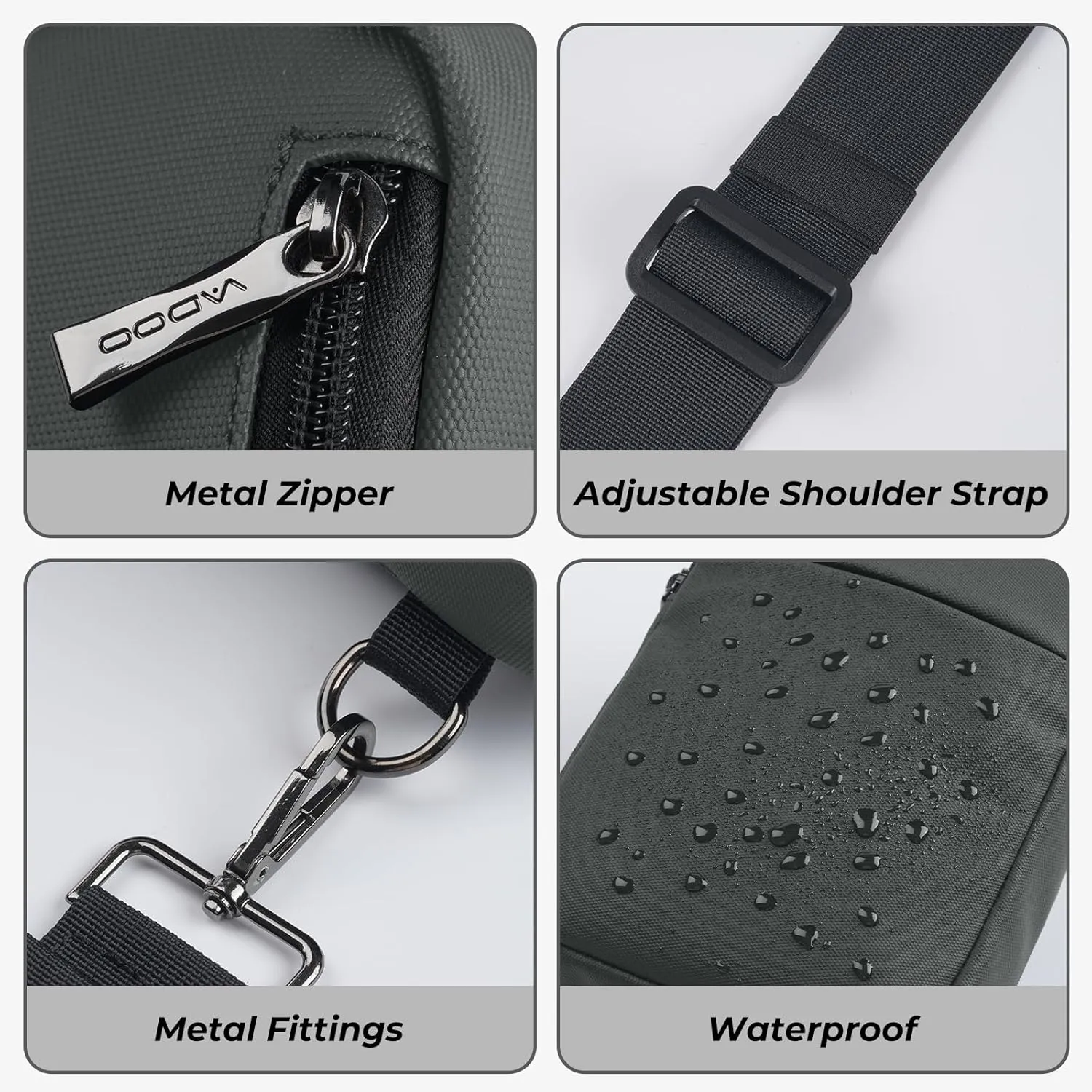 VADOO Sling Bag, Small Crossbody Bag with RFID Blocking for Women and Men, Lightweight Chest Phone Mini Bag for Travel Casual