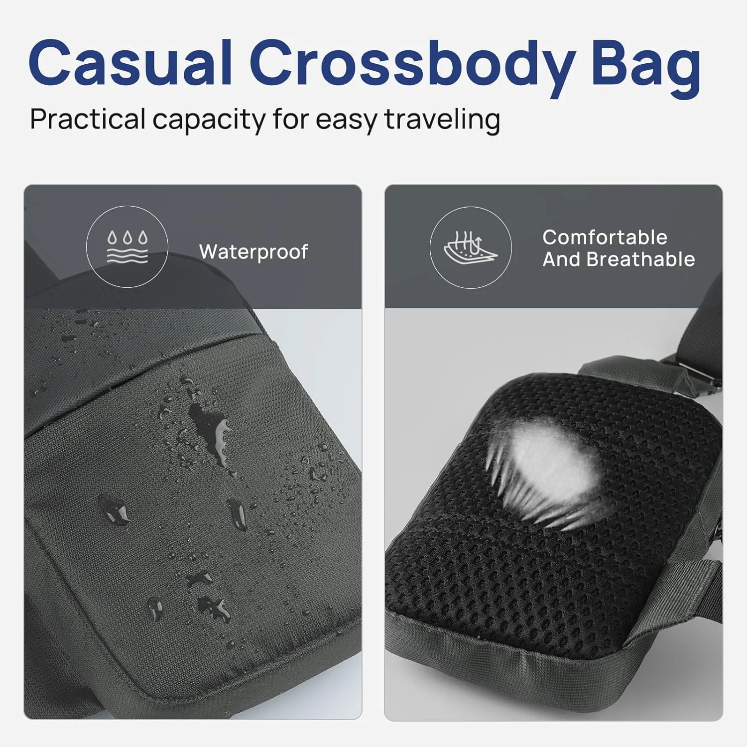 VADOO Sling Bag, Small Crossbody Bag with RFID Blocking for Women and Men, Lightweight Chest Phone Mini Bag for Travel Casual