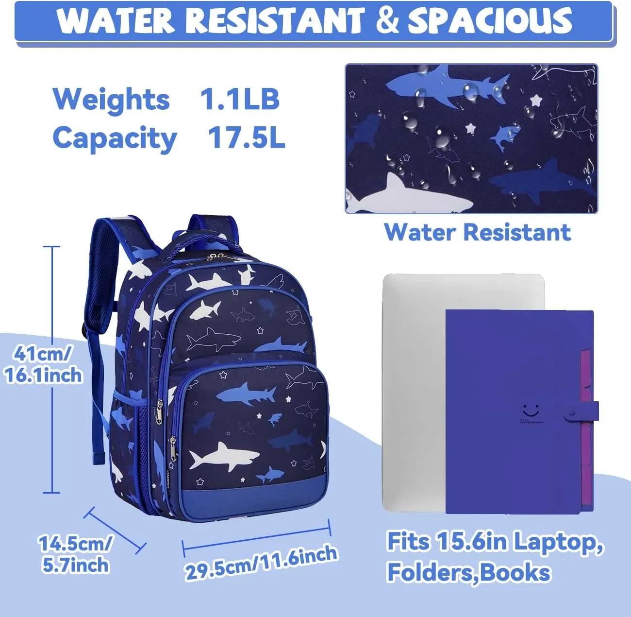 VASCHY Kids backpacks, 16in Water Resistant Boys Girls Backpack for Preschool/Primary/Elementary School Bookbag