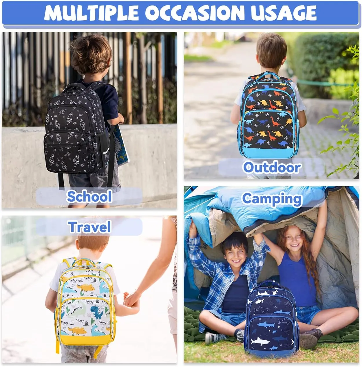 VASCHY Kids backpacks, 16in Water Resistant Boys Girls Backpack for Preschool/Primary/Elementary School Bookbag