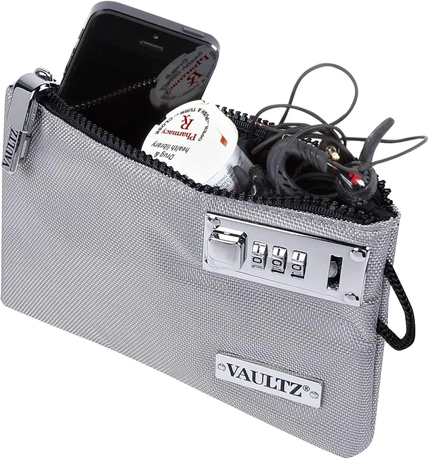Vaultz Money Bag with Lock - 5 x 8 Inches, Men & Women's Locking Accessories Pouch for Cash, Bank Deposits, Wallet, Medicine, Phone and Credit Cards - Gray