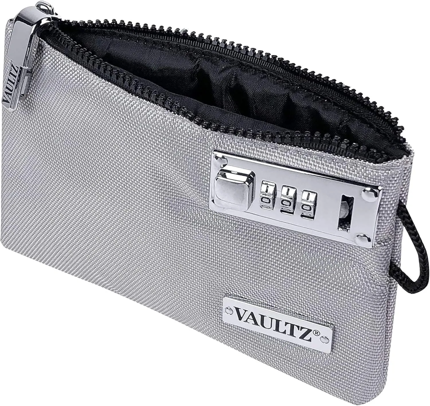 Vaultz Money Bag with Lock - 5 x 8 Inches, Men & Women's Locking Accessories Pouch for Cash, Bank Deposits, Wallet, Medicine, Phone and Credit Cards - Gray