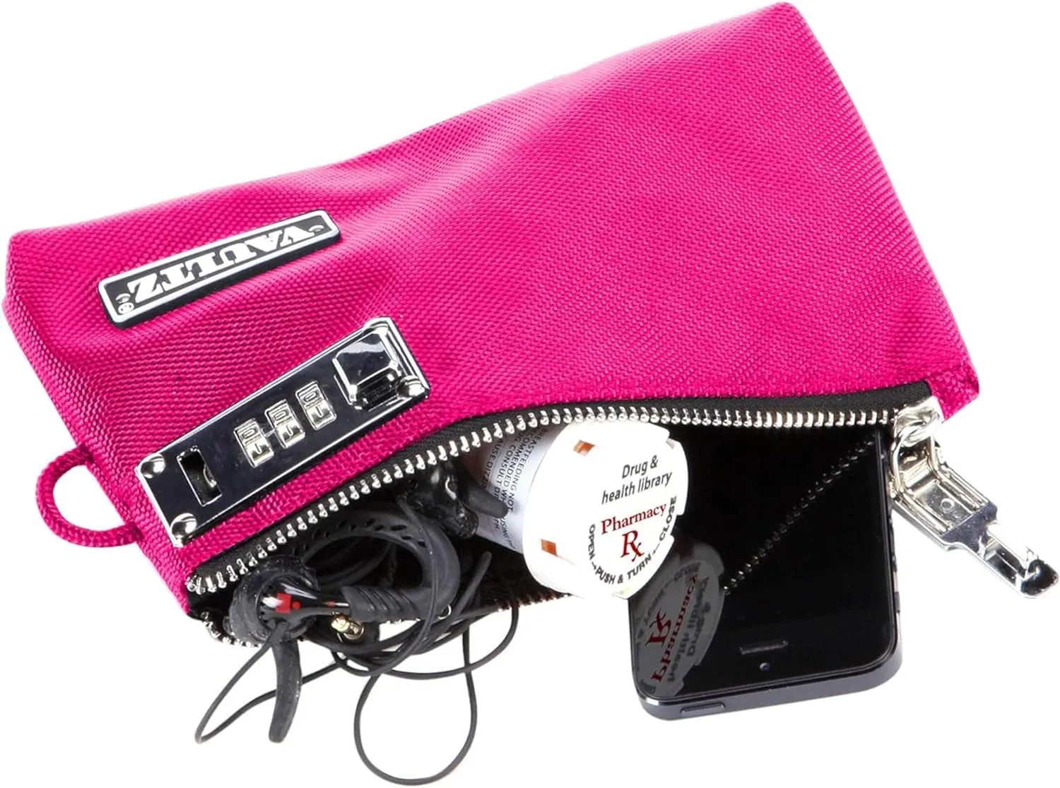 Vaultz Money Bag with Lock - 5 x 8 Inches, Men & Women's Locking Accessories Pouch for Cash, Bank Deposits, Wallet, Medicine, Phone and Credit Cards - Pink