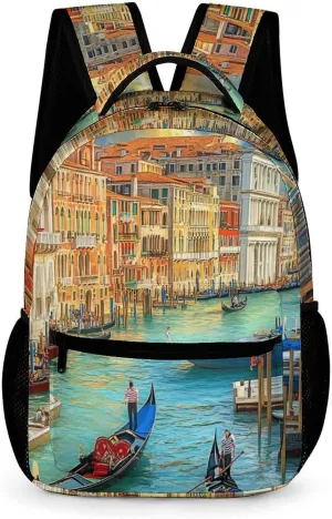Venice Grand Canal Casual Backpack Travel Laptop Cute Basic Shoulder Bag for Work Women & Men