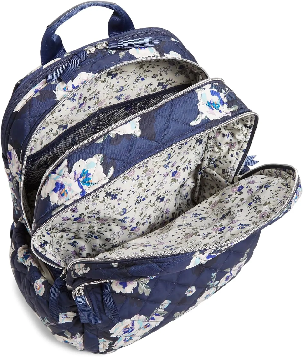 Vera Bradley Women's, Performance Twill Xl Campus Backpack, Blooms and Branches Navy, One Size