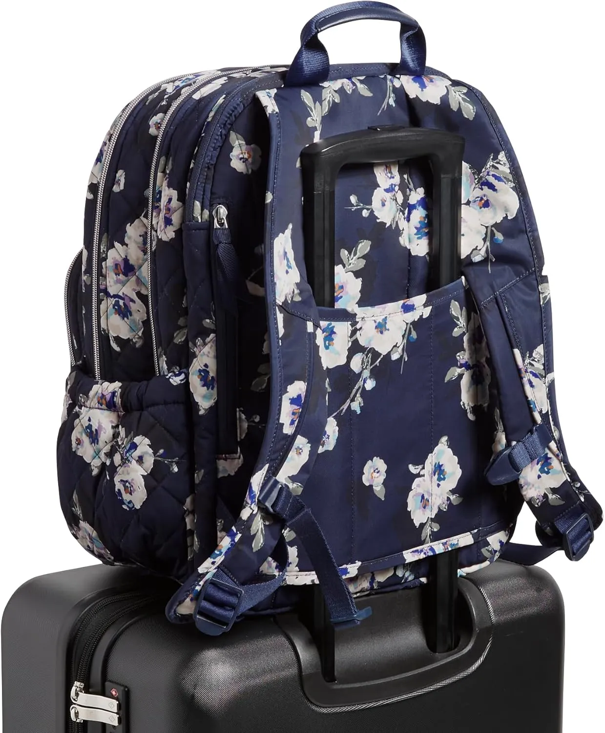 Vera Bradley Women's, Performance Twill Xl Campus Backpack, Blooms and Branches Navy, One Size