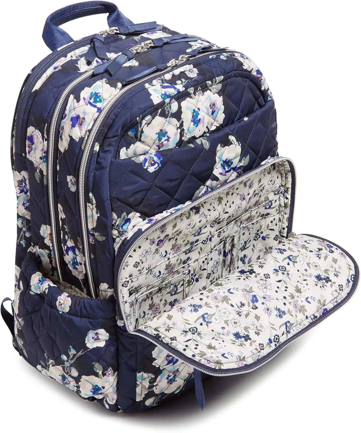 Vera Bradley Women's, Performance Twill Xl Campus Backpack, Blooms and Branches Navy, One Size