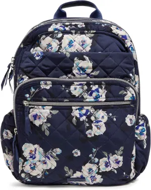 Vera Bradley Women's, Performance Twill Xl Campus Backpack, Blooms and Branches Navy, One Size