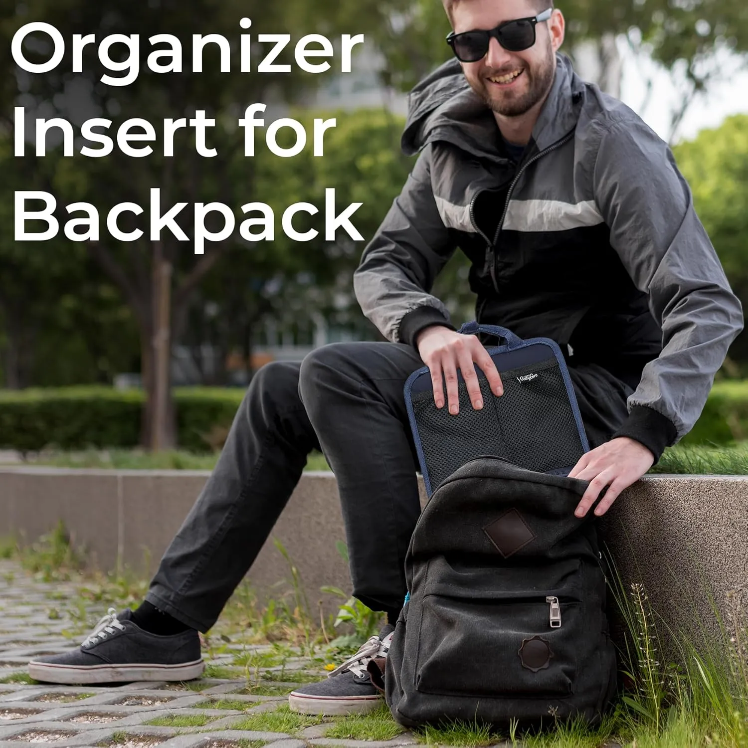 Vertical Backpack Organizer Insert for Tote Bag, Carry On, Picnic, Camping – Foldable Insulated Waterproof Pouch Divider with Pockets & Handles, Travel Accessories for Women & Men