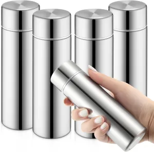 Vesici Mini Water Bottles 4.4 oz Cute Small Insulated Stainless Steel Purse Water Bottles Pocket Slim Flask Keeps Drink Cold and Hot for Women Lunch Bag Coffee(Silver,4 Pack)