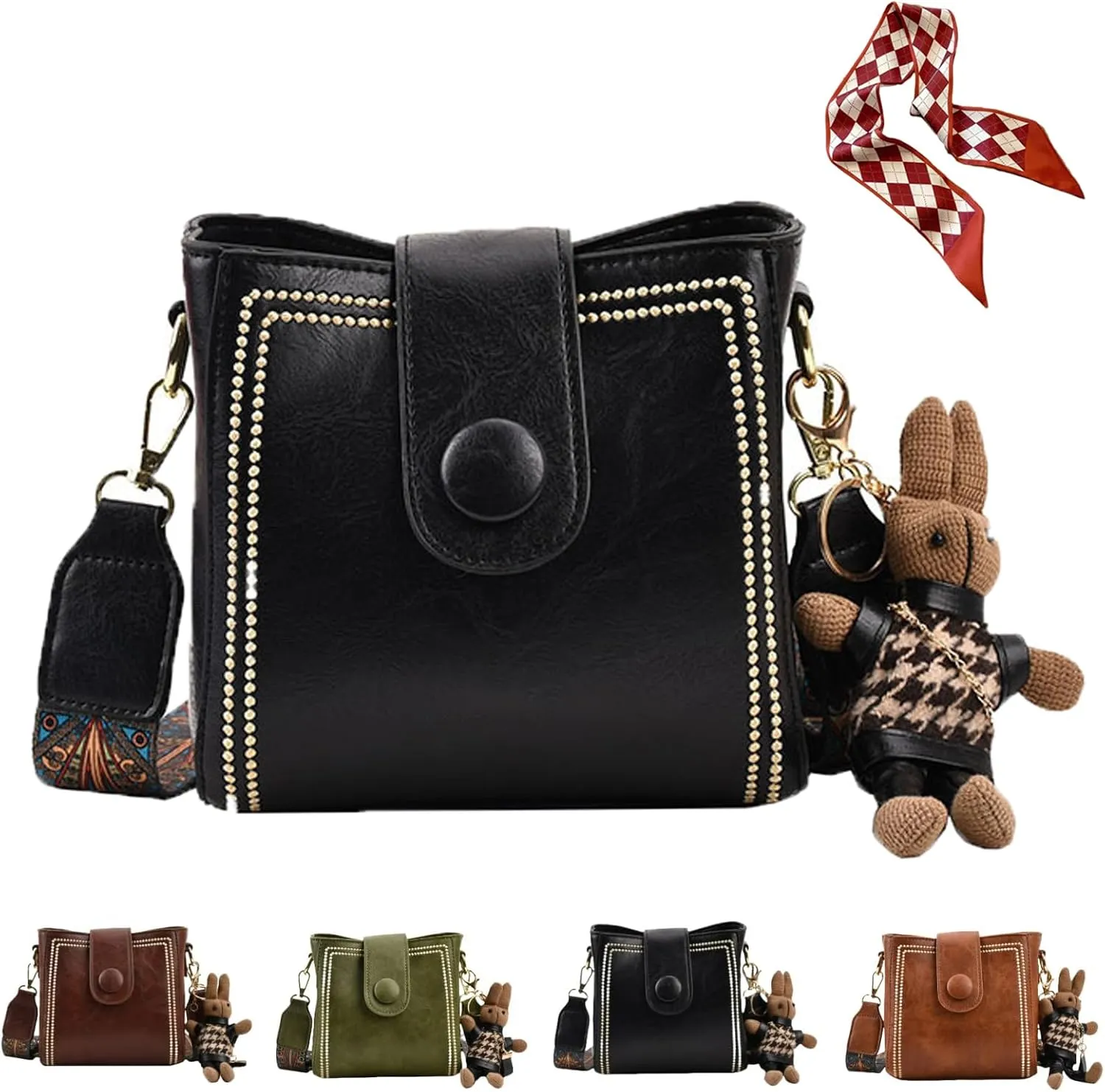 Vintage Fashion Bag with Adjustable Wider Shoulder Strap, Vintage Retro Small Water Bucket Bag, Vintage Fashion Crossbody Bag