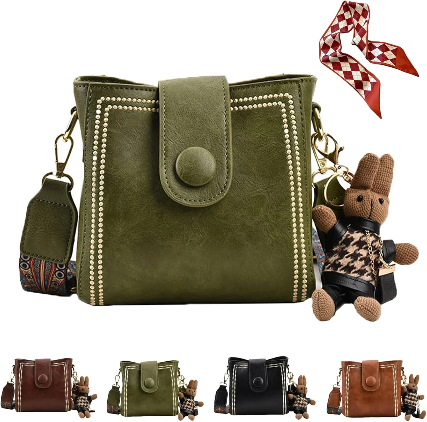 Vintage Fashion Bag with Adjustable Wider Shoulder Strap, Vintage Retro Small Water Bucket Bag, Vintage Fashion Crossbody Bag