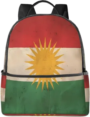 Vintage Kurdistan Flag Casual Backpacks Laptop Backpack Carry-on Daypack Sports Travel Rucksack Lightweight Working Bag for Outdoor Hiking Cycling Walking