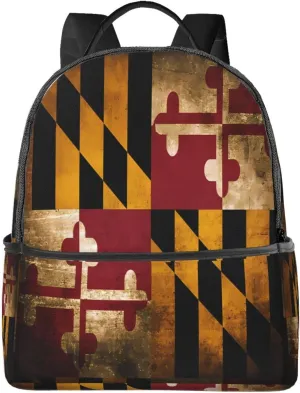 Vintage Maryland Flag Casual Backpacks Laptop Backpack Carry-on Daypack Sports Travel Rucksack Lightweight Working Bag for Outdoor Hiking Cycling Walking
