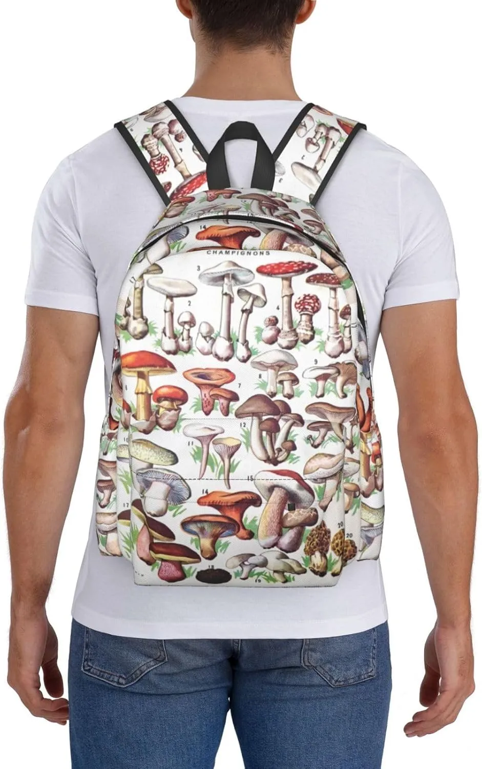 Vintage Mushroom Identification Reference Chart Laptop Backpack Shoulder Bag Laptop Pack Travel Backpacks Commuter Back Pack Casual Daypack Bags With Side Pockets