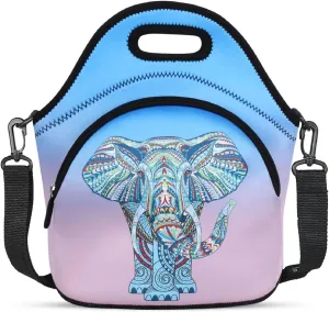 Violet Mist Neoprene Lunch Bags with Adjustable Shoulder Strap Large Insulated Lunch Totes Thermal Lunch Box Lunch Handbag Extra Pockets Waterproof Reusable Bento Bag Zipper for Work Picnic Travel