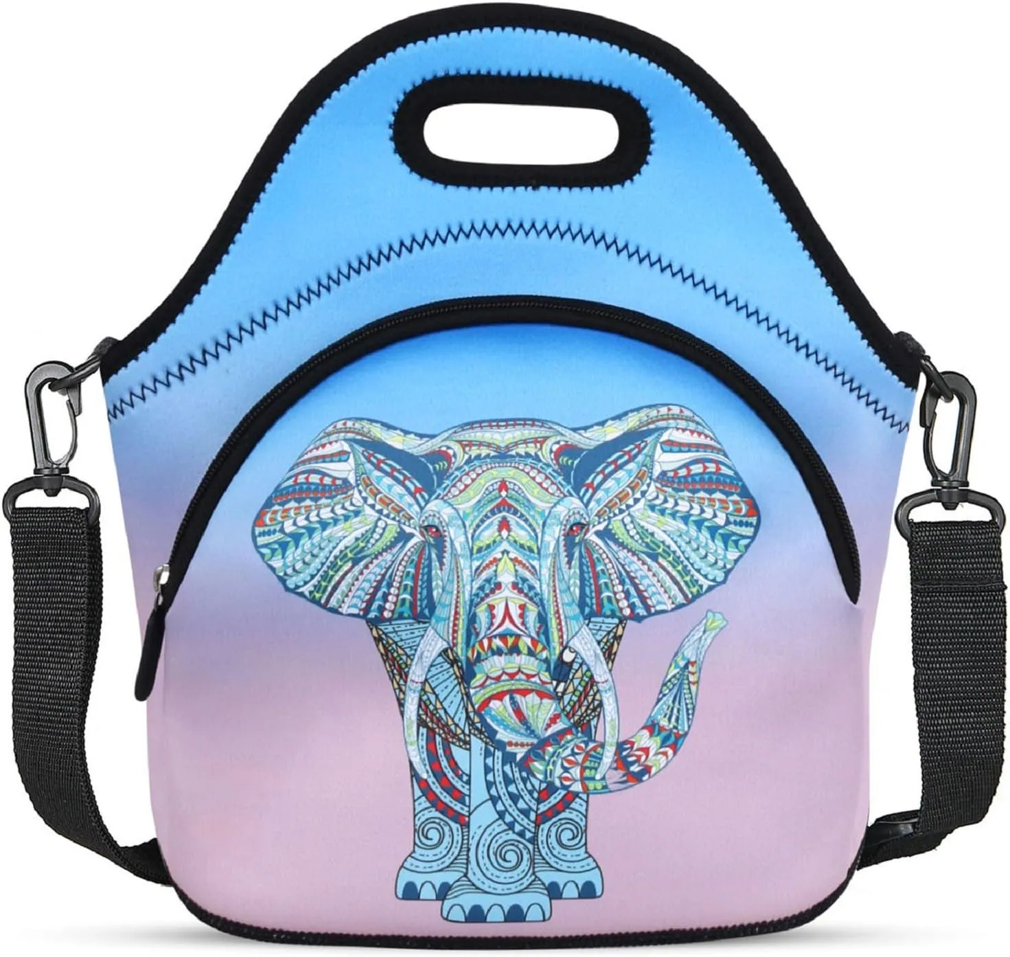 Violet Mist Neoprene Lunch Bags with Adjustable Shoulder Strap Large Insulated Lunch Totes Thermal Lunch Box Lunch Handbag Extra Pockets Waterproof Reusable Bento Bag Zipper for Work Picnic Travel