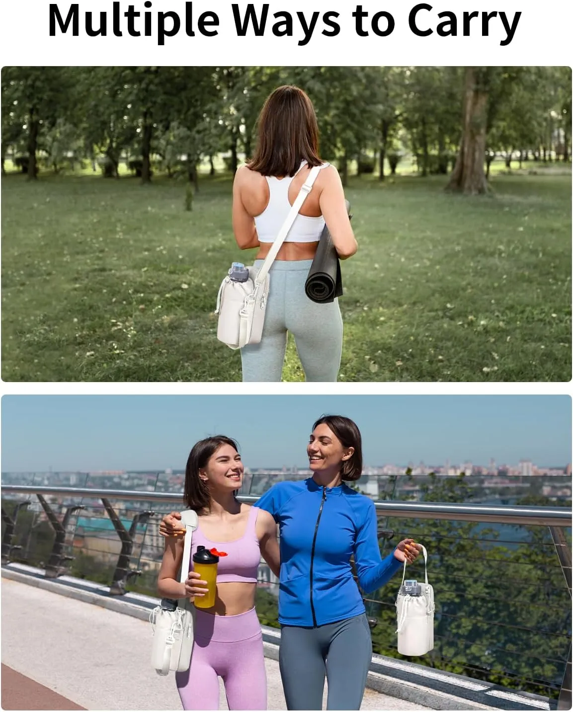 Wandering Nature Water Bottle Holder with Strap 32oz Insulated Water Bottle Carrier Sling Bag with Phone Pocket Water Bottle Pouch for Hiking Walking(Patent Pending)…