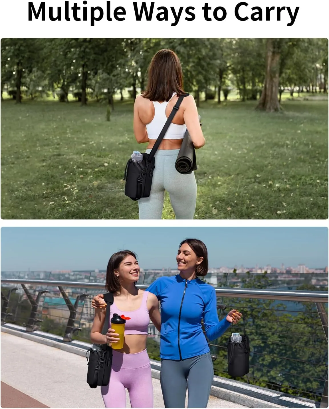 Wandering Nature Water Bottle Holder with Strap 32oz Insulated Water Bottle Carrier Sling Bag with Phone Pocket Water Bottle Pouch for Hiking Walking(Patent Pending)…