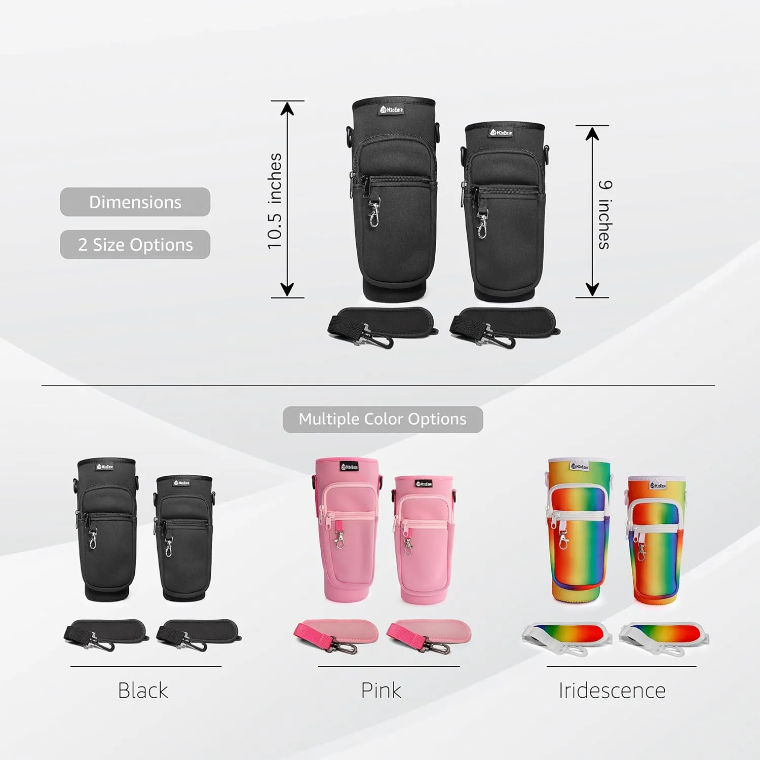 Water Bottle Carrier Bag for Stanley Cup 30 oz - Insulated Neoprene Tumbler Carrier with Phone Pocket - Water Bottle Holder with Strap and Carabiner Compatible with Stanley - Black