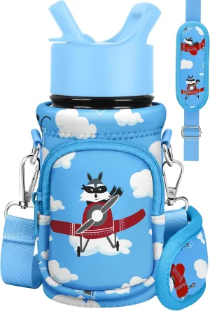 Water Bottle Carrier with Strap - Insulated Kids Water Bottle Holder for Boys Girls Bottle Bag for 10-18Oz