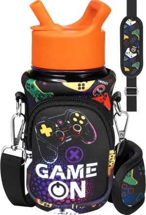 Water Bottle Carrier with Strap - Insulated Kids Water Bottle Holder for Boys Girls Bottle Bag for 10-18Oz
