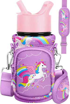 Water Bottle Carrier with Strap - Insulated Kids Water Bottle Holder for Boys Girls Bottle Bag for 10-18Oz