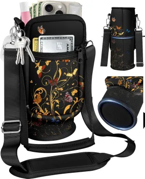 Water Bottle Holder Carrier Bag with Strap - Crossbody Sling for Walking with Phone Pocket Insulated for 32 24 oz