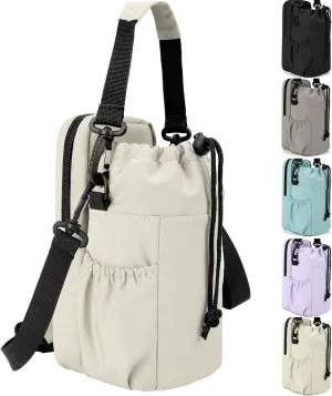 Water Bottle Holder with Strap, 32/40oz Insulation Water Bottle Carrier Bag with Phone Pocket, Water Bottle Sling Bag Crossbody Water Bottle Holder for Hiking Walking