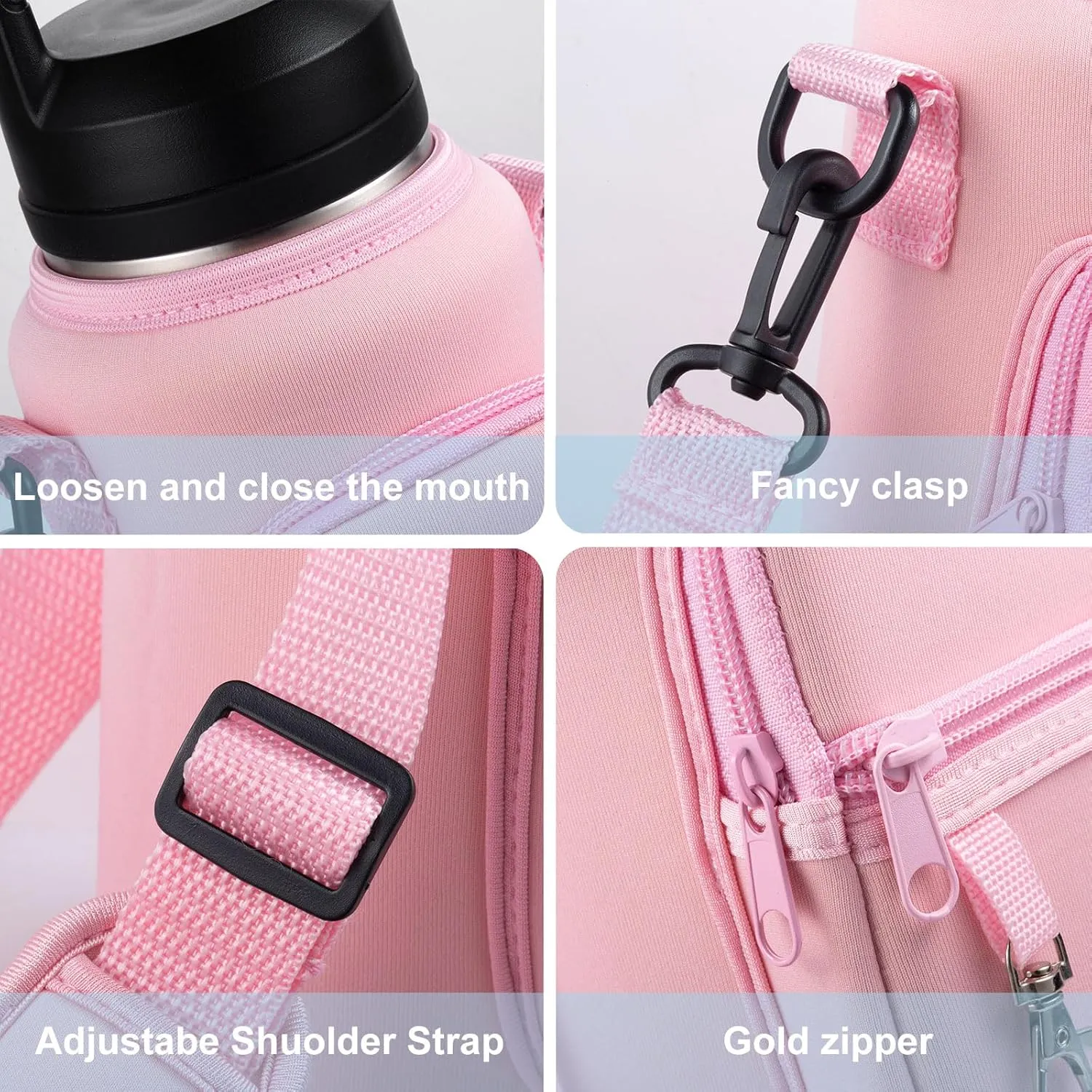 Water Bottle Holder with Strap for Hydroflask 32oz 40oz Carrier Sling Bag with Phone Pocket Water Bottle Sleeve for Hiking Camping