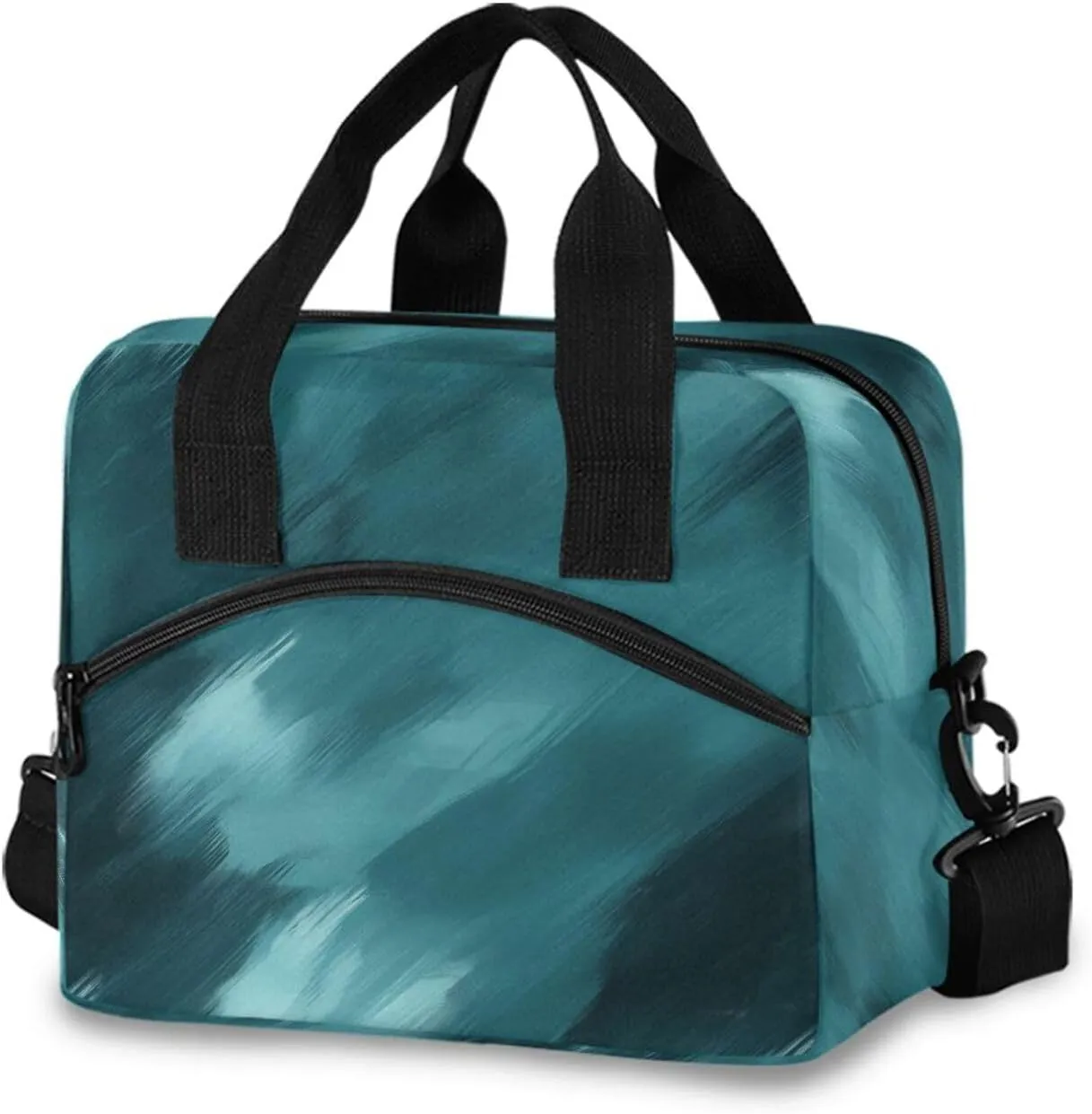 Watercolor Dark Green Lunch Cooler Bag Crossbody or Handheld Design with 10L Capacity, Full Print Insulated Interior Great for Daily Meals & Outings