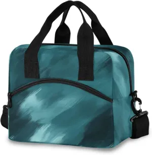Watercolor Dark Green Lunch Cooler Bag Crossbody or Handheld Design with 10L Capacity, Full Print Insulated Interior Great for Daily Meals & Outings