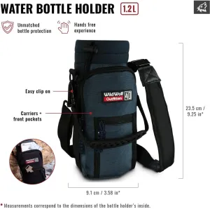Wild Wolf Outfitters - #1 Best Water Bottle Holder for 40 oz Bottles - Carry, Protect and Insulate Your Flask with This Military Grade Carrier w/ 2 Pockets and an Adjustable Padded Shoulder Strap.