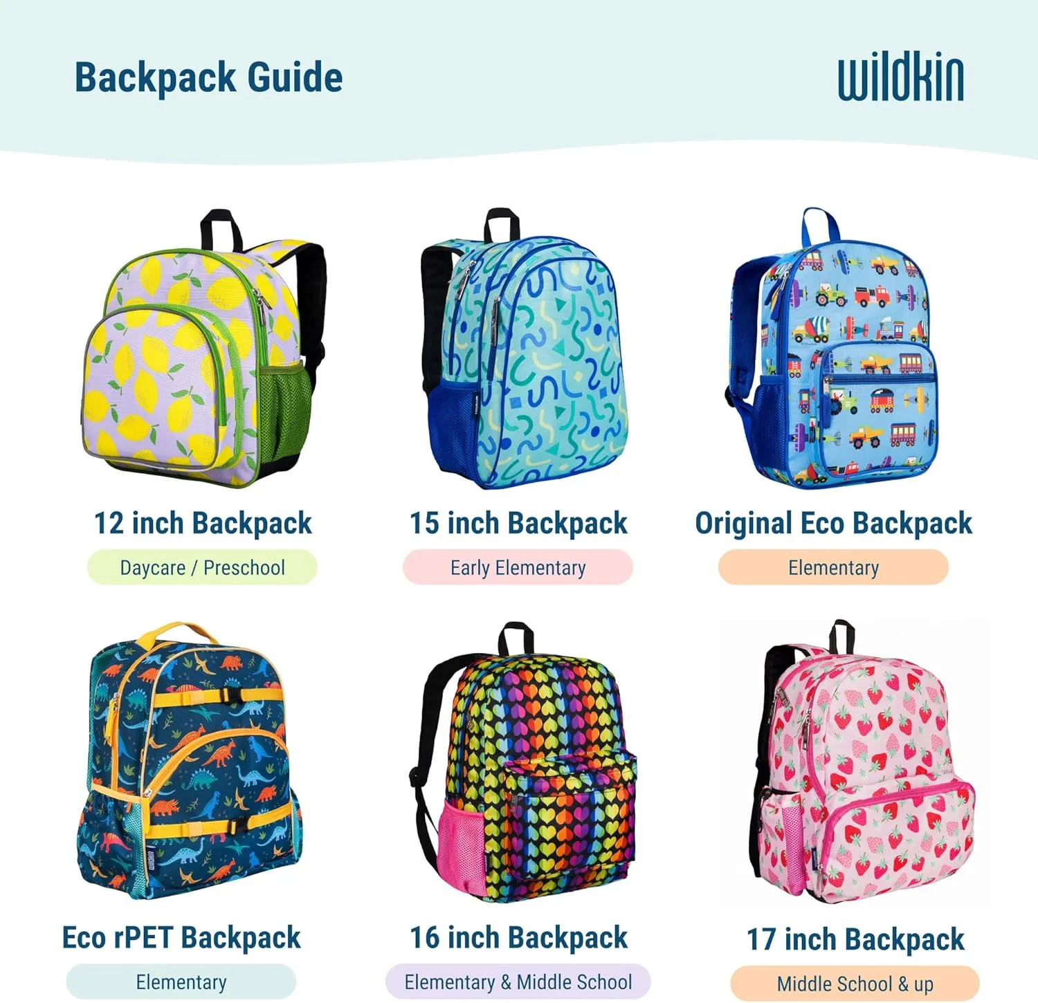 Wildkin 12-inch Kids Backpack – Padded, Adjustable, Ideal for Daycare & Travel - Wild Animals