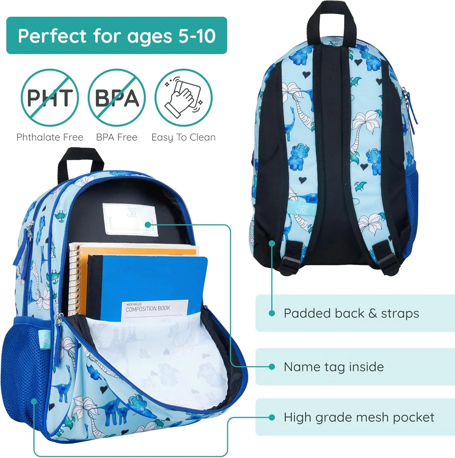 Wildkin Blue Dino 15 Inch Backpack
