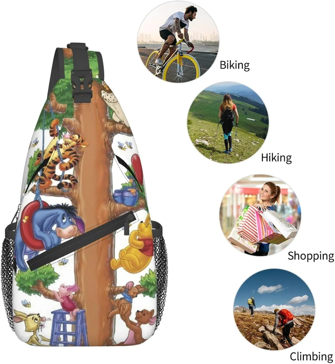 Win-nie The Pooh Crossbody Bag Sling Shoulder Bag for Outdoor Travel Sports Camping Hiking Shoulder Bags