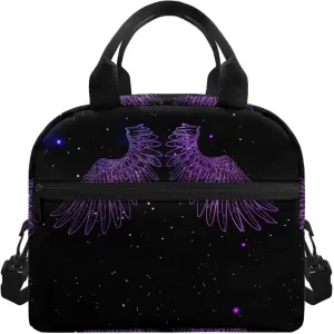 Wings Kids Bento Lunch Box Purple Lunch Box for Girls Primary School Lunchbox Preschool Lunch Tote Bag Kids Insulated Lunch Bag Children Cute Lunch Handbag with Adjustable Strap